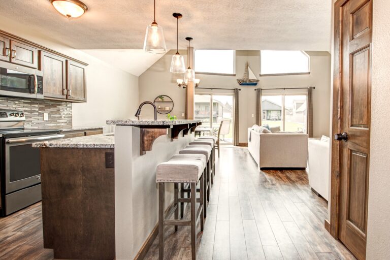 View of the kitchen and living area