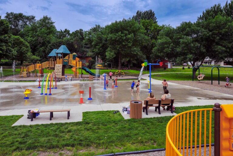 The Spirit Lake Splash Pad (free) at Memorial Park is a quick 12-minute drive from the cabin