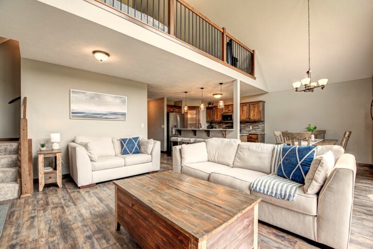 The open living area makes a great place for games, movies, and popcorn